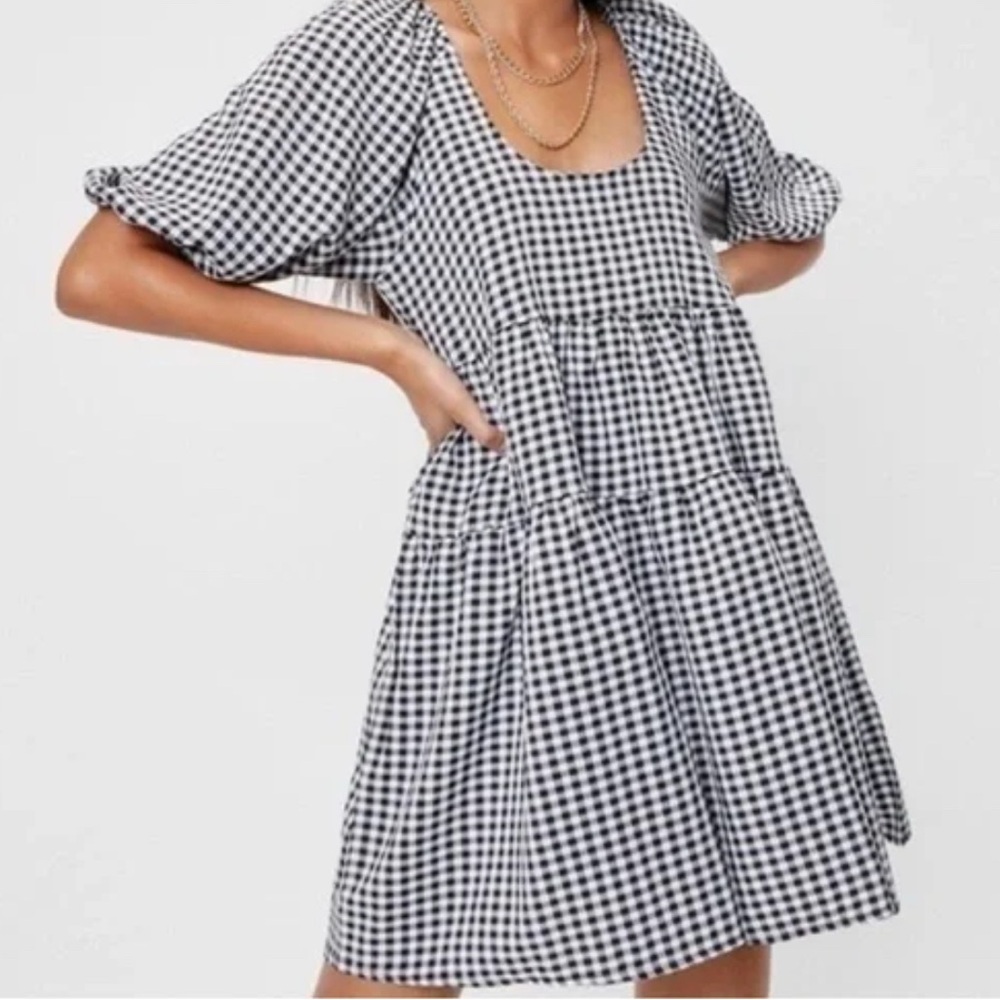 Black and White Babydoll Gingham Dress